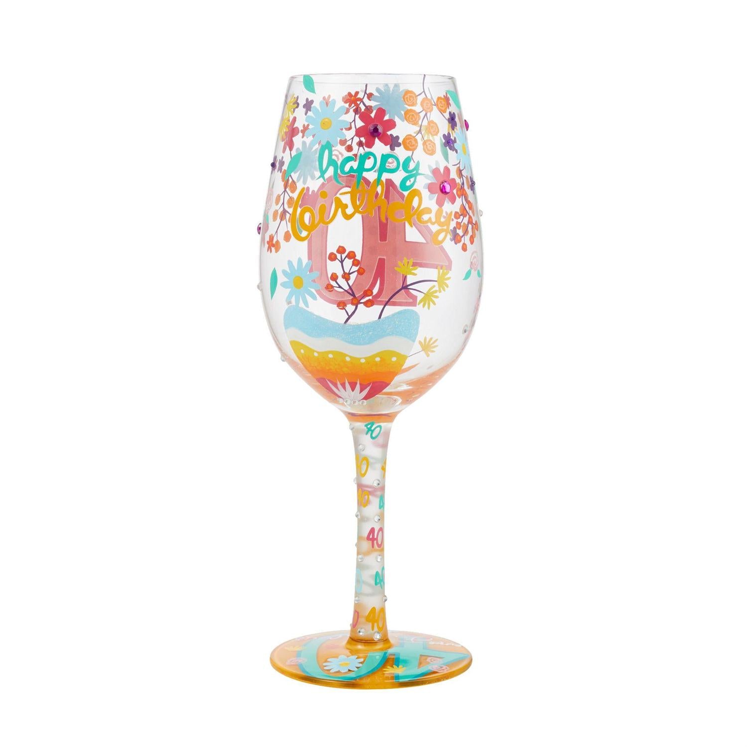 Lolita Wine Glasses Happy 40th Birthday