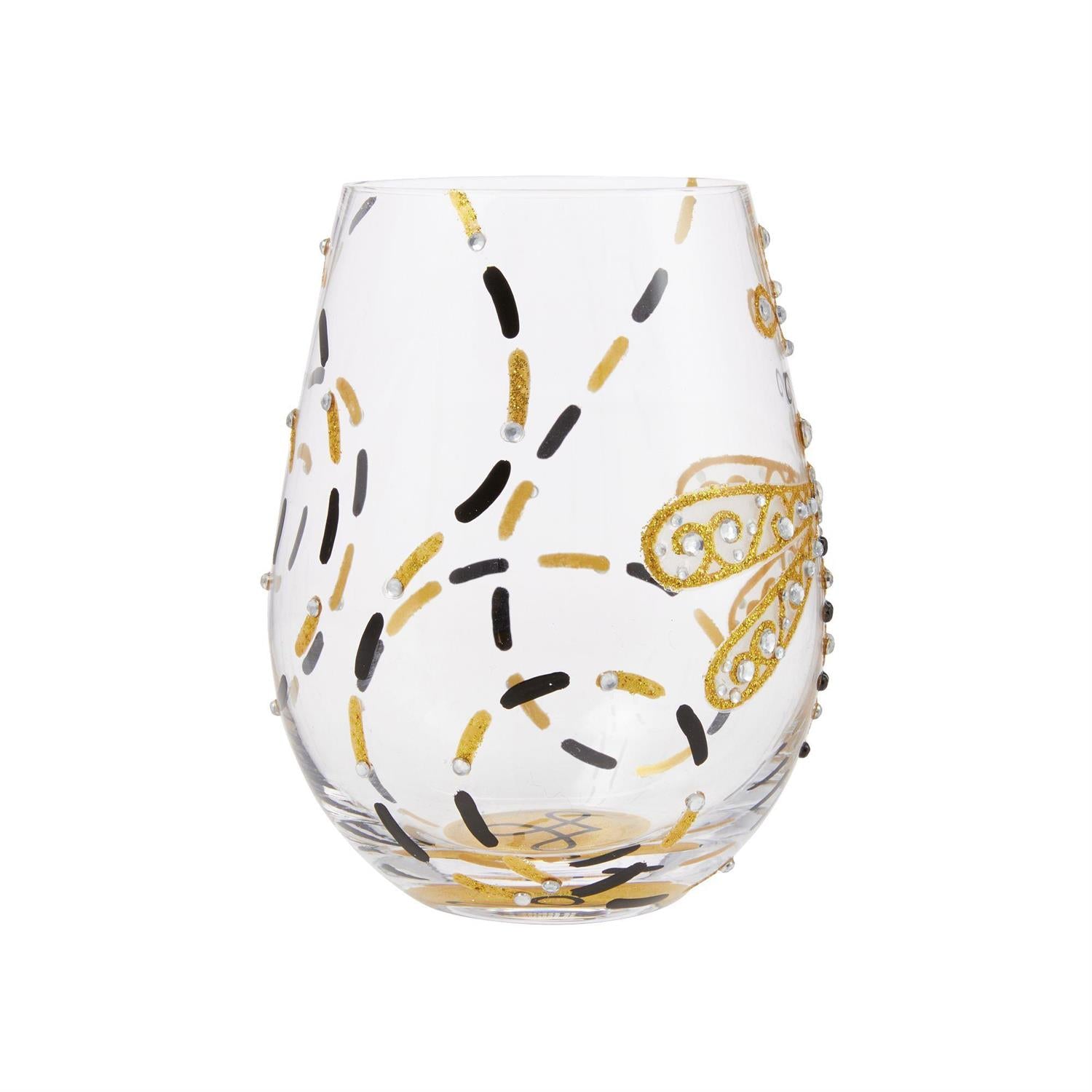 Lolita Stemless Wine Glass Dazzling Dragonfly