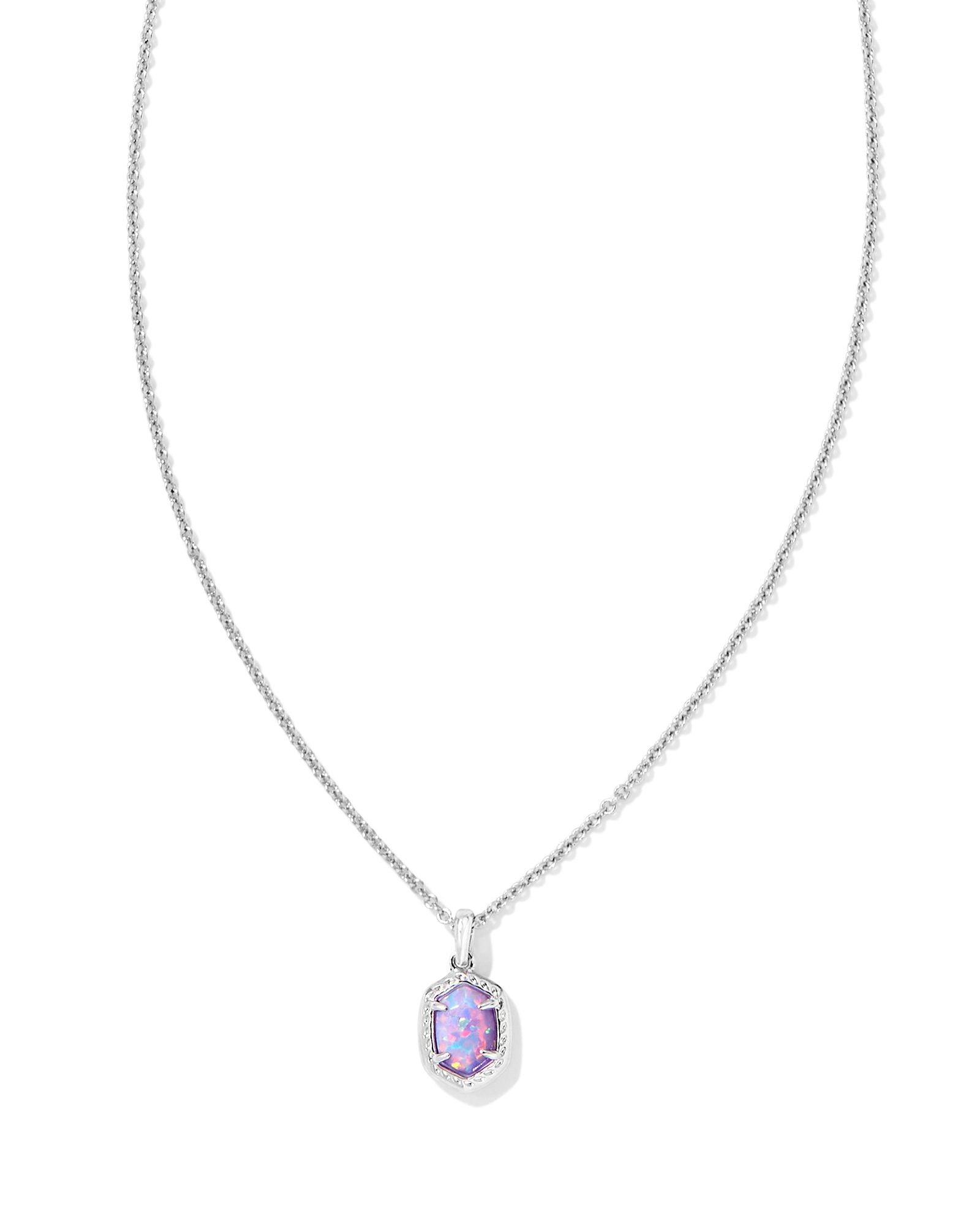 Daphne Framed Pendant Necklace Silver Lilac Opal