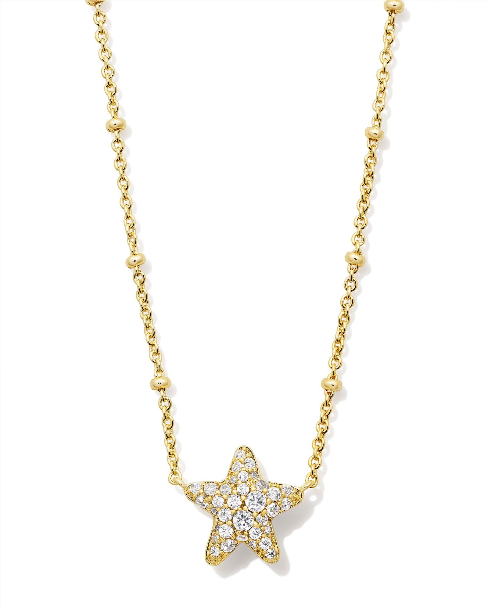 Jae Star Pave Pendant Necklace White Crystal Gold