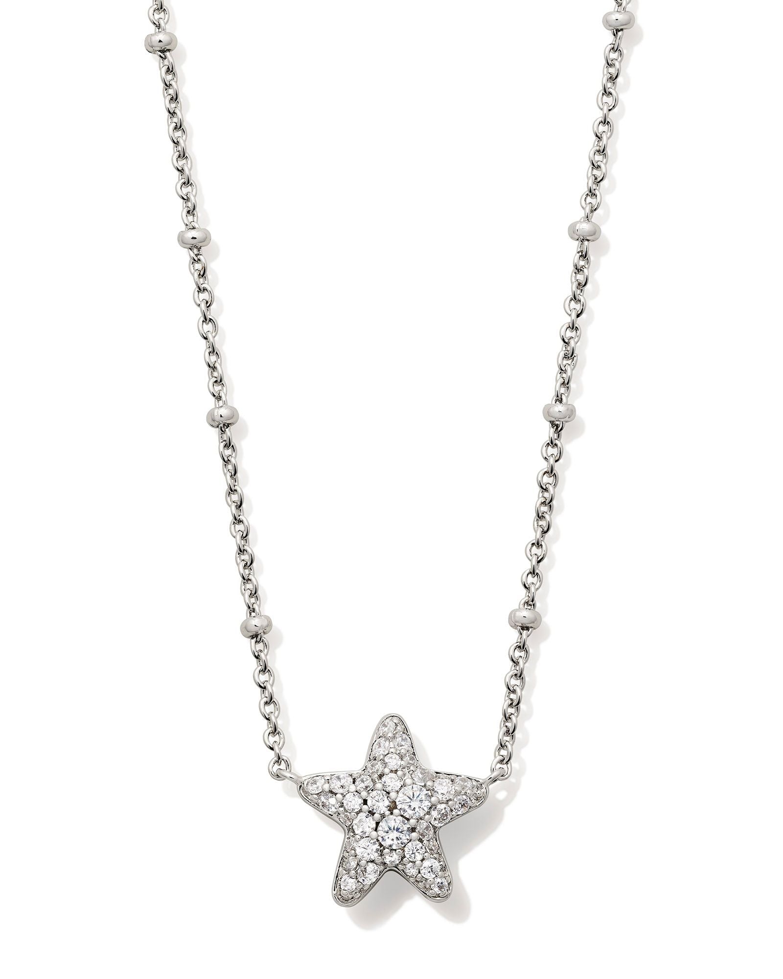 Jae Star Pave Pendant Necklace White Crystal Silver