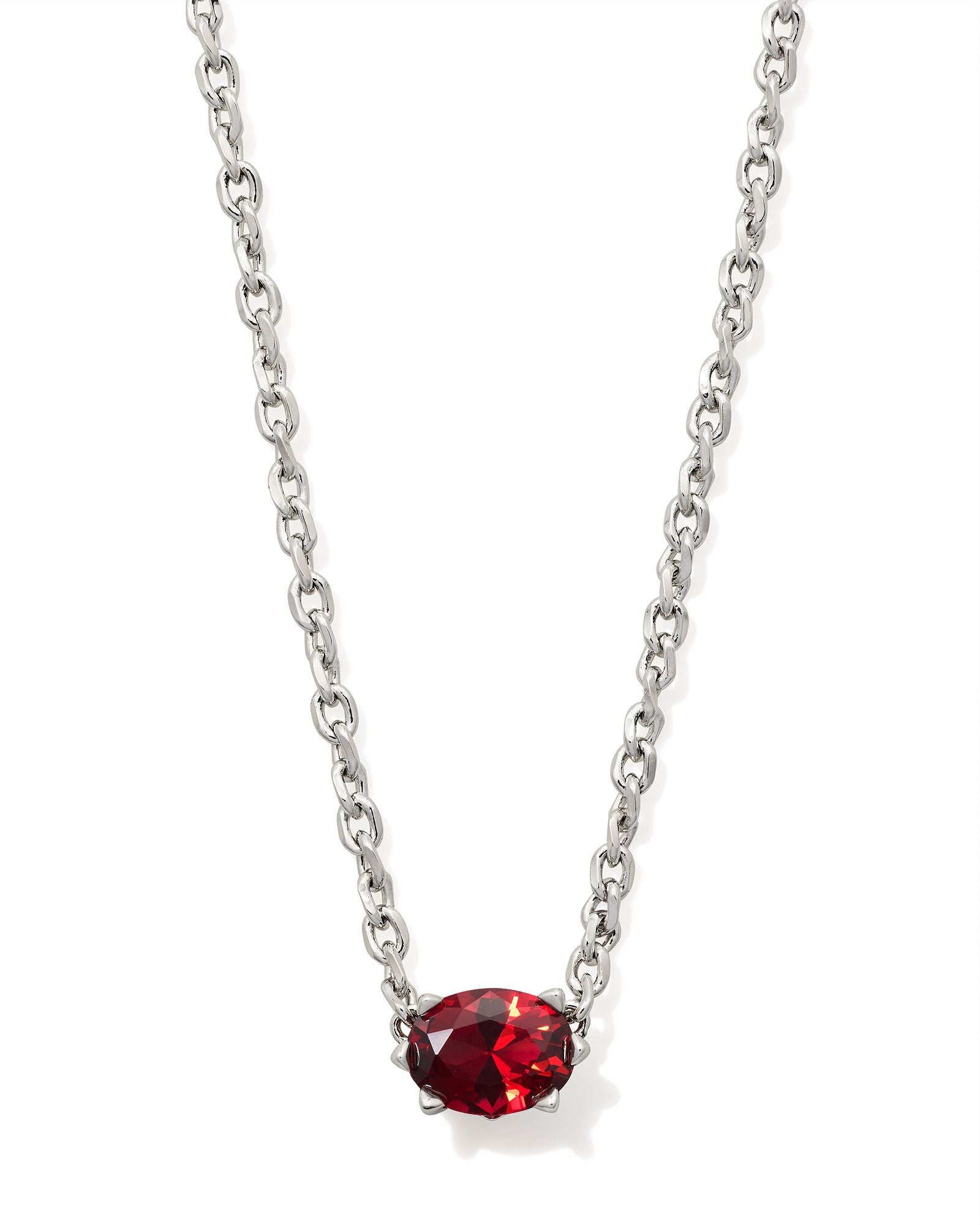 Cailin Red Crystal Pendant Necklace Silver