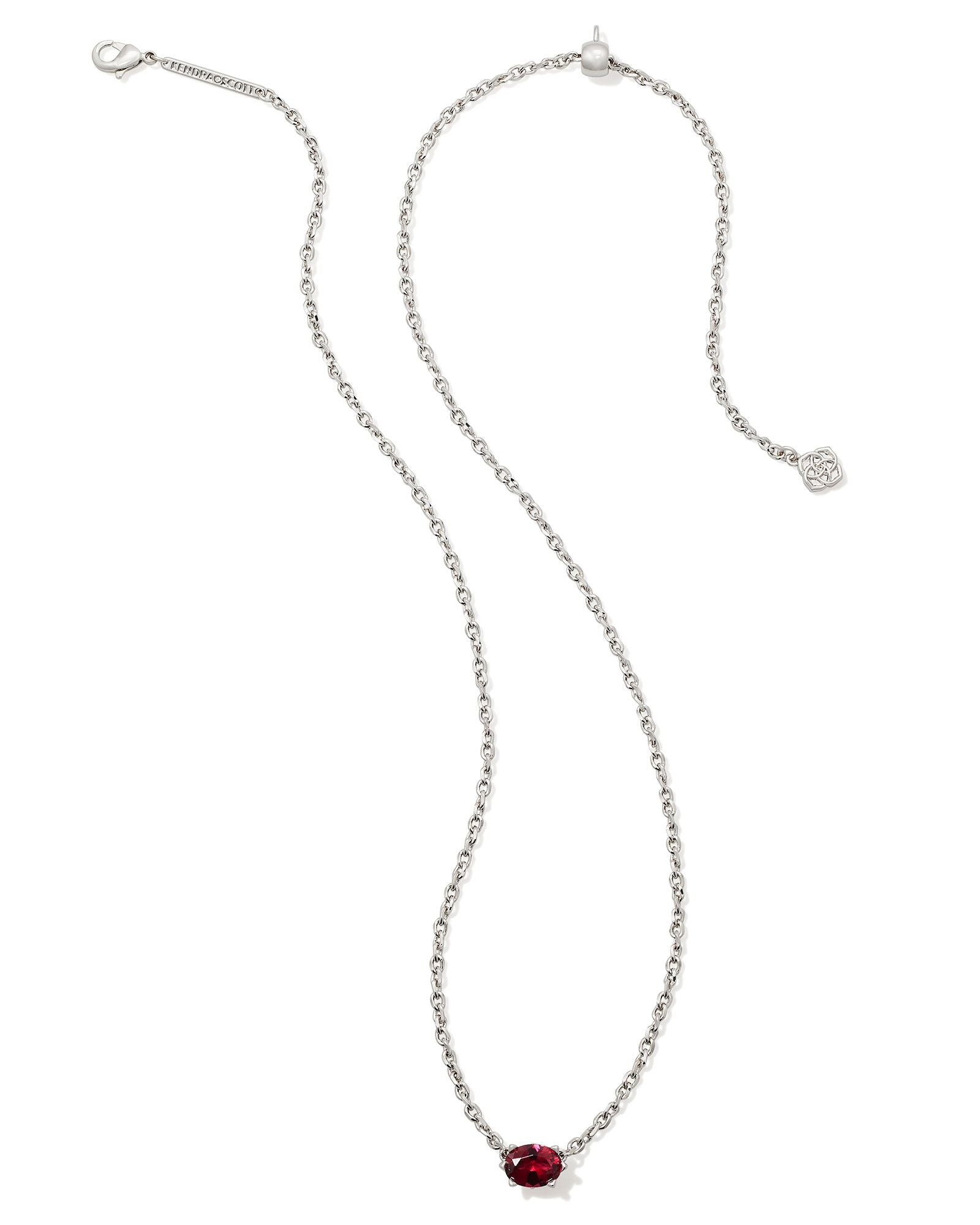 Cailin Burgundy Crystal Pendant Necklace Silver