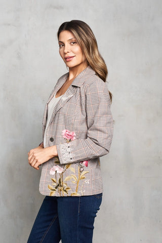 Plaid Embroidered Blazer