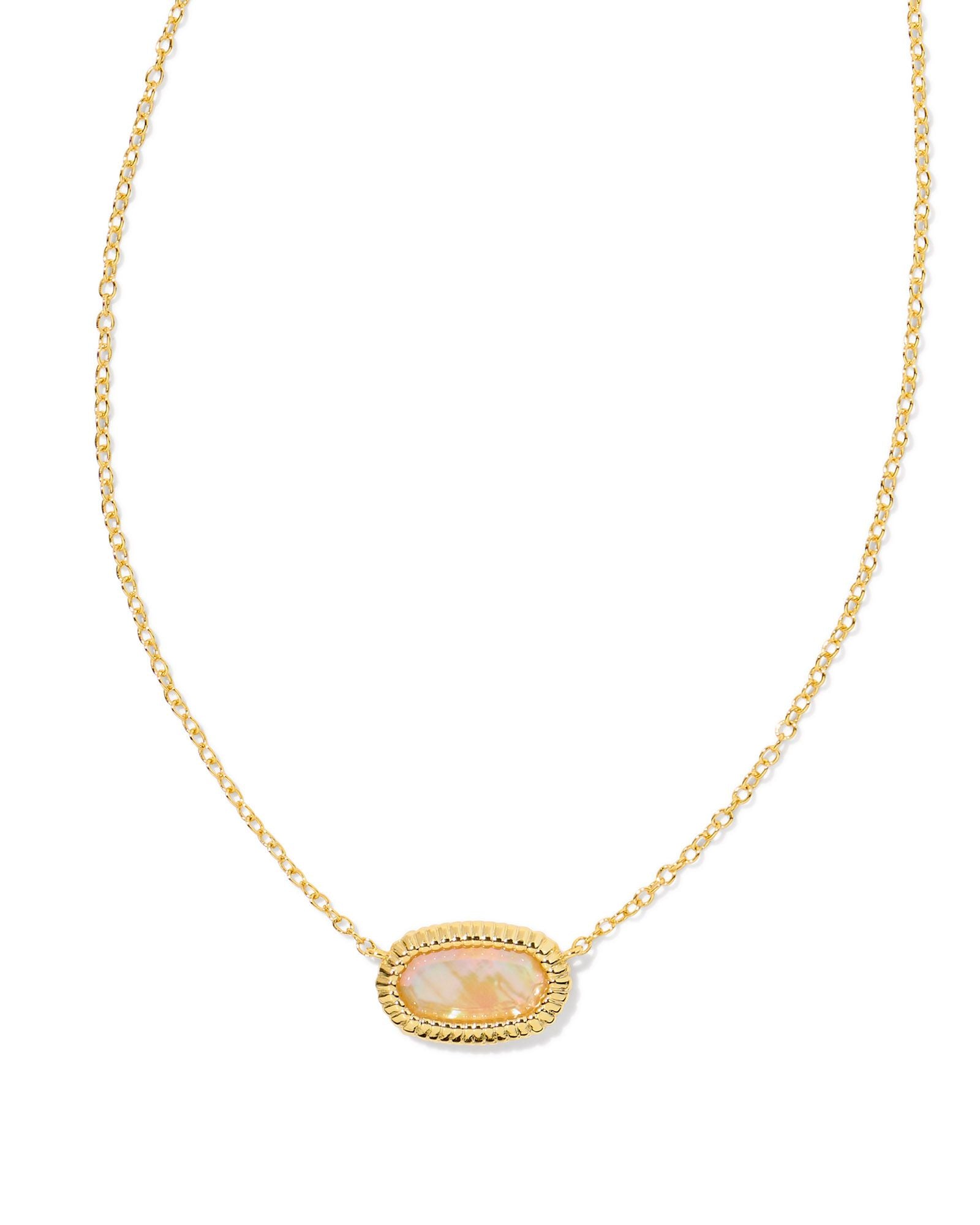 Elisa Ridge Framed Pendant Necklace Gold Golden Abalone