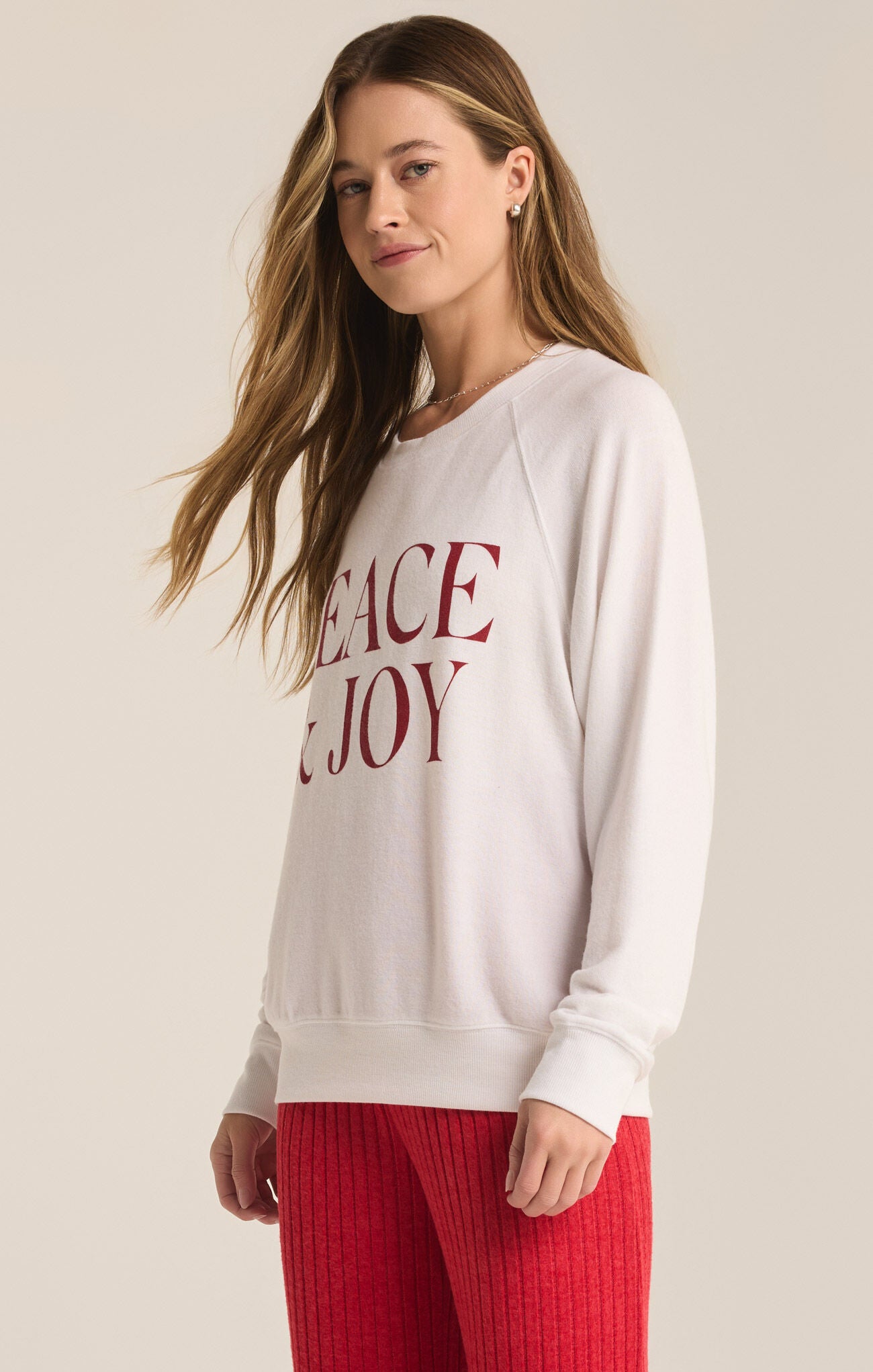 Sale Cassie Peace and Joy Raglan Long Sleeve Top