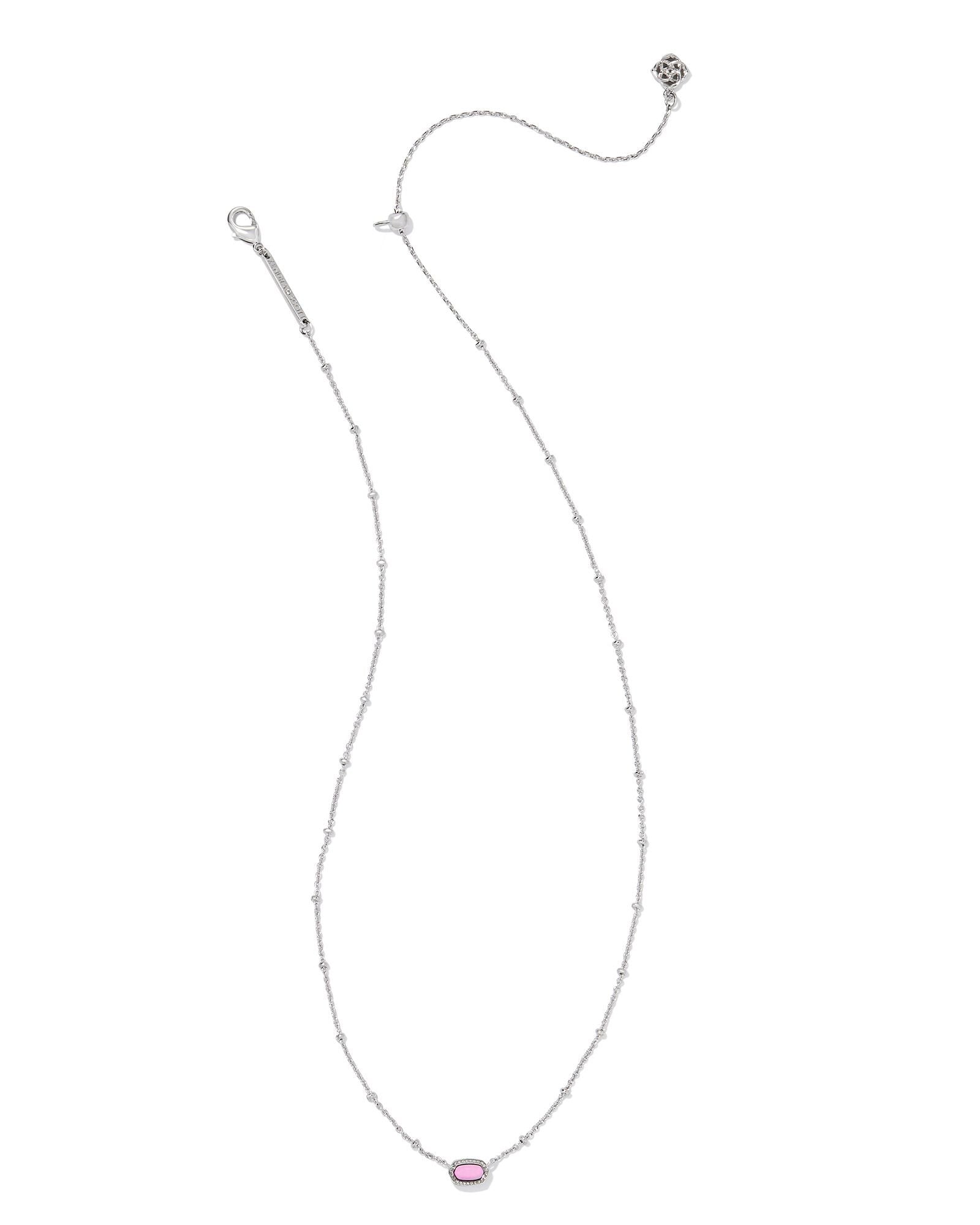 Mini Elisa Silver Satellite Short Pendant Necklace Fuchsia Magnesite
