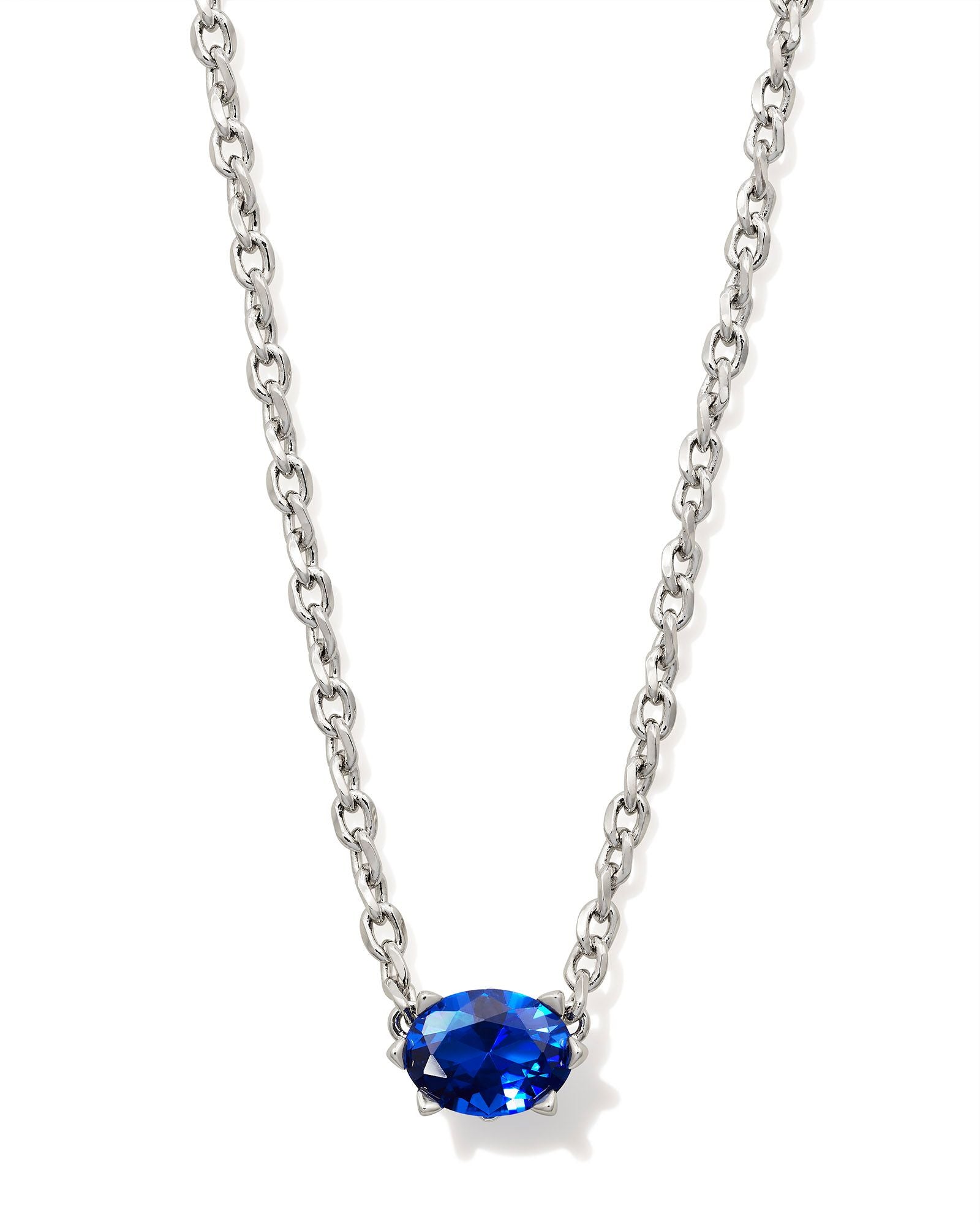 Cailin Blue Crystal Pendant Necklace Silver