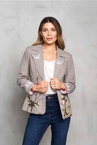 Plaid Embroidered Blazer