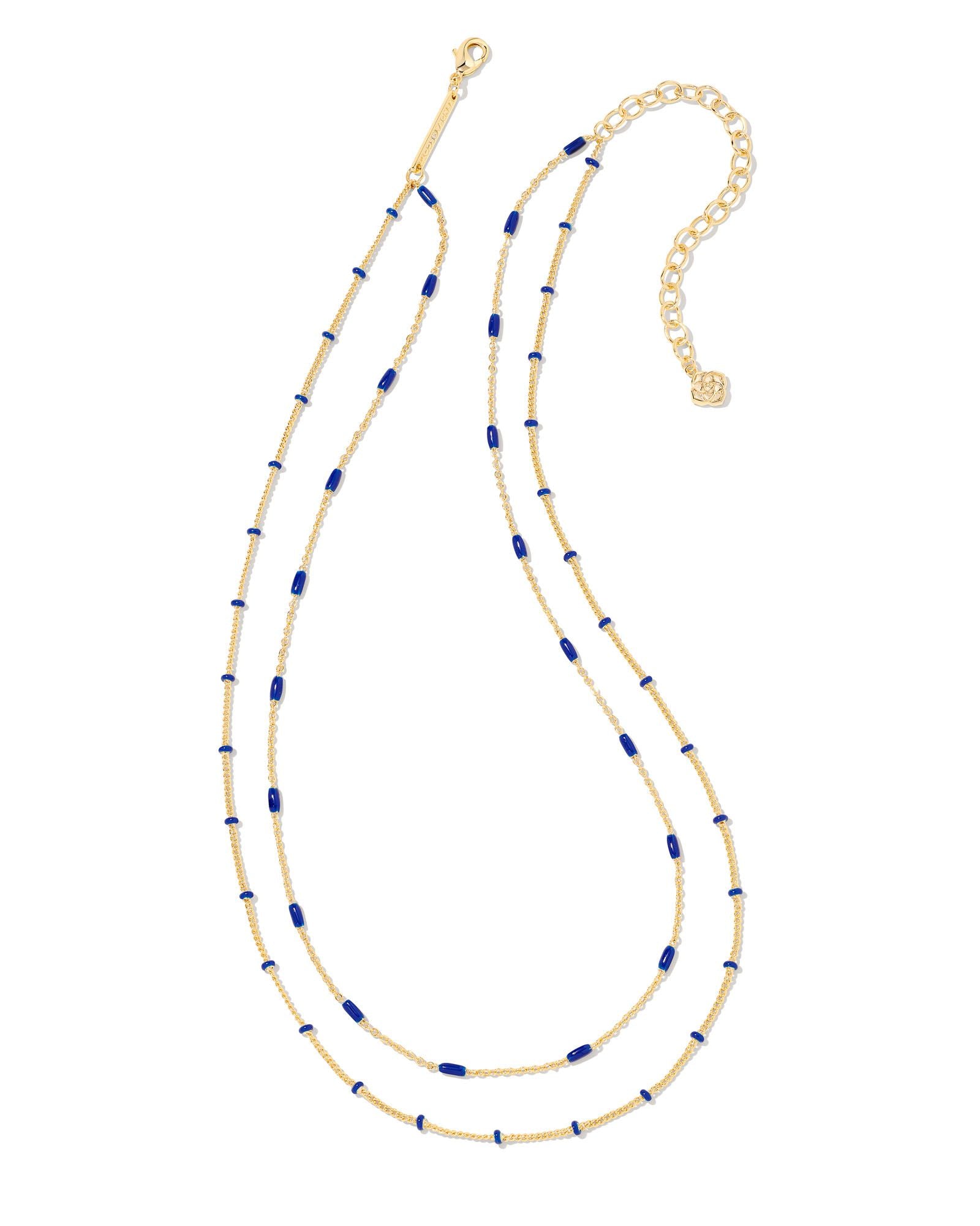 Dottie Multi Strand Necklace Gold Cobalt