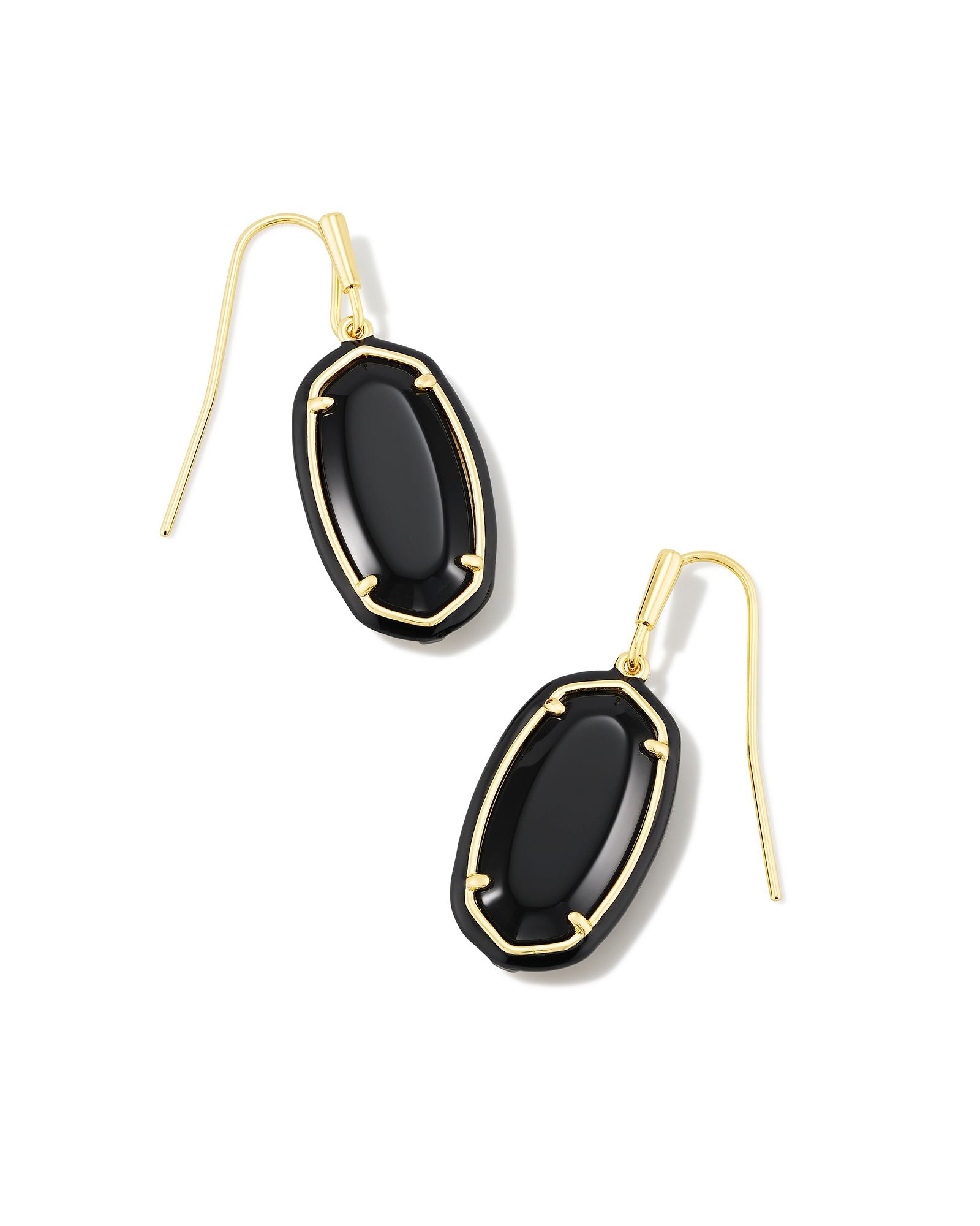 Dani Enamel Framed Drop Earrings Black Agate