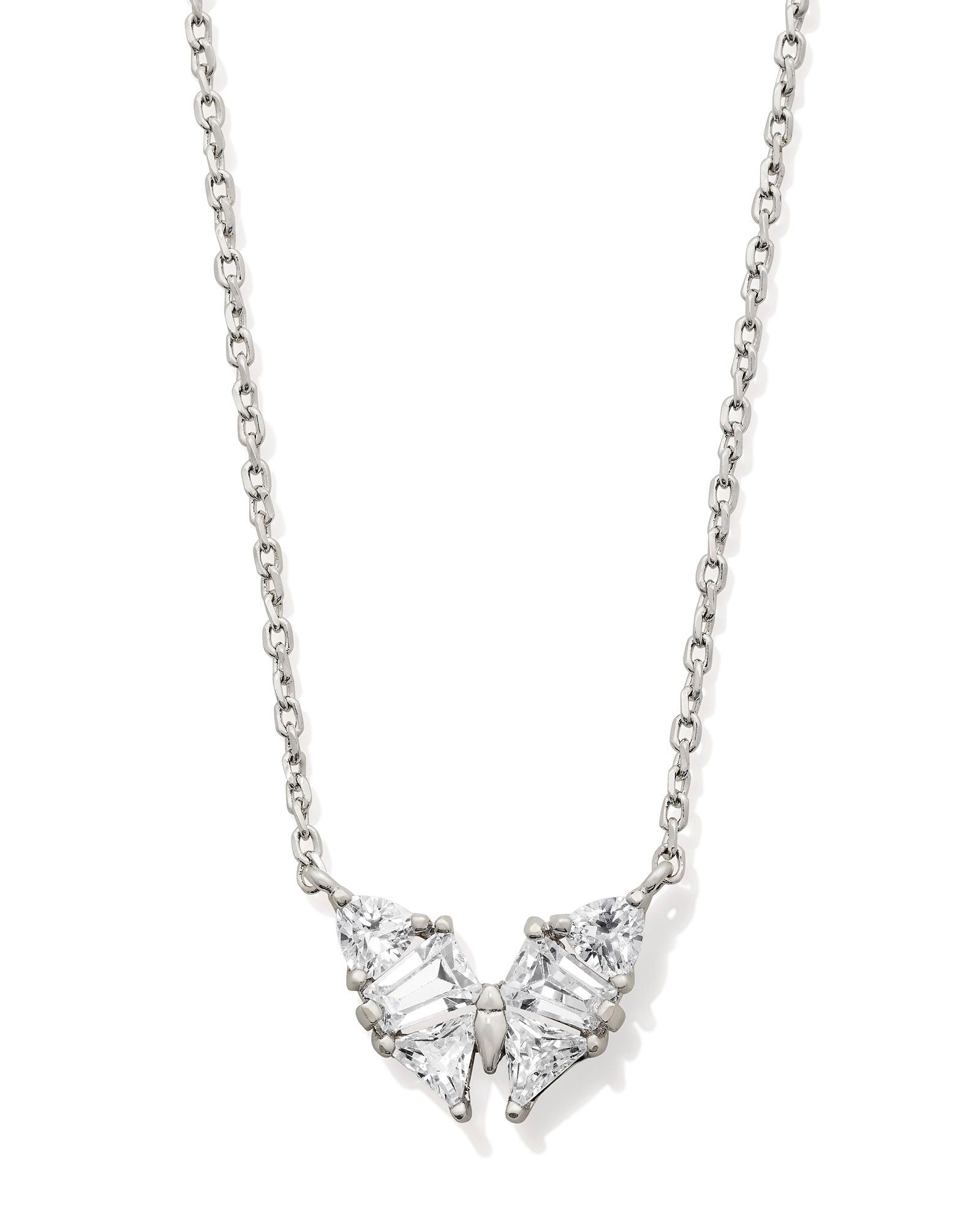 Blair Silver Butterfly Pendant Necklace White Crystal