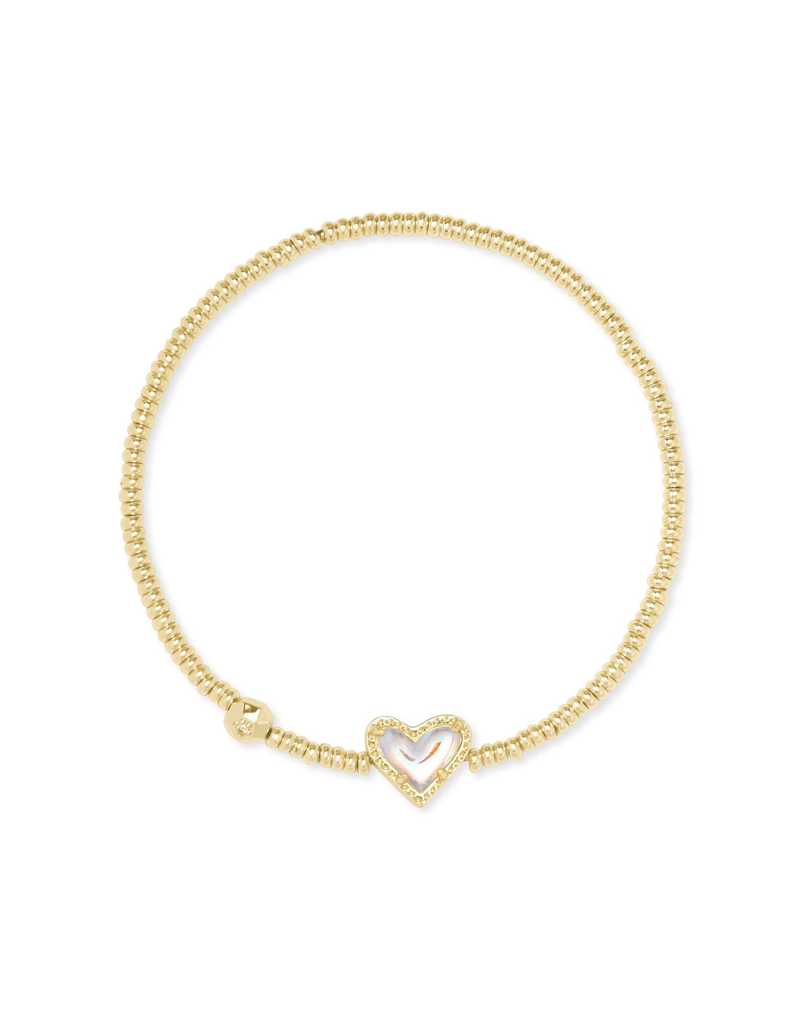 Ari Heart Stretch Bracelet Dichroic Glass Gold or Silver
