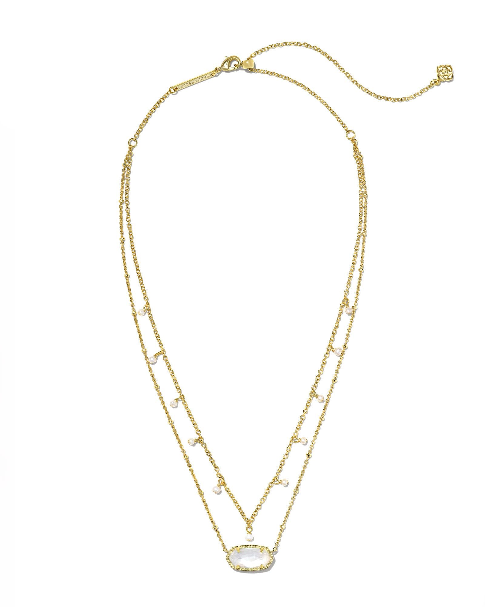 Elisa Gold Pearl Multi Strand Necklace Ivory MOP