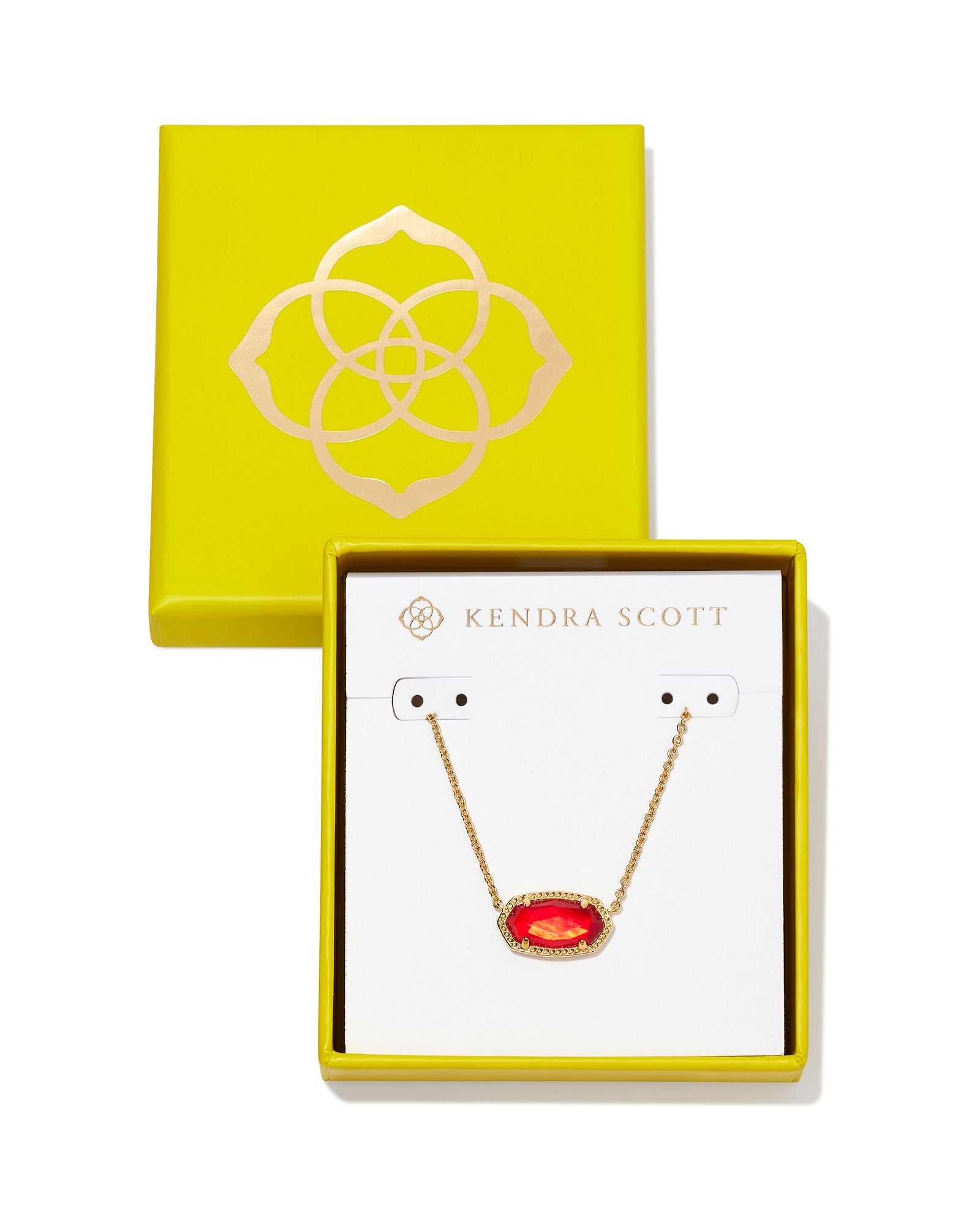 Boxed Elisa Gold Pendant Necklace Red Illusion