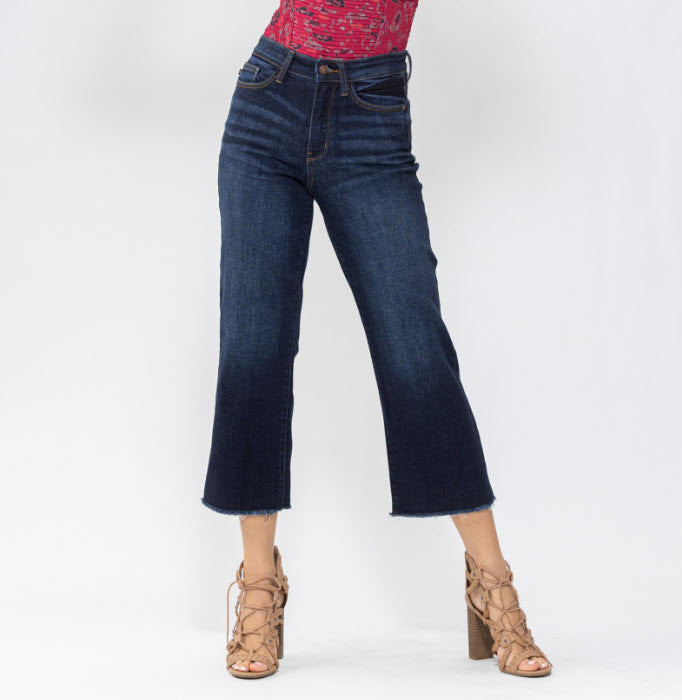 Sale High-Waist Wide Leg Crop Jeans