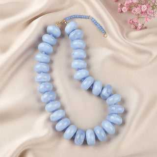 Round Acrylic Beaded Necklace - Sky Blue