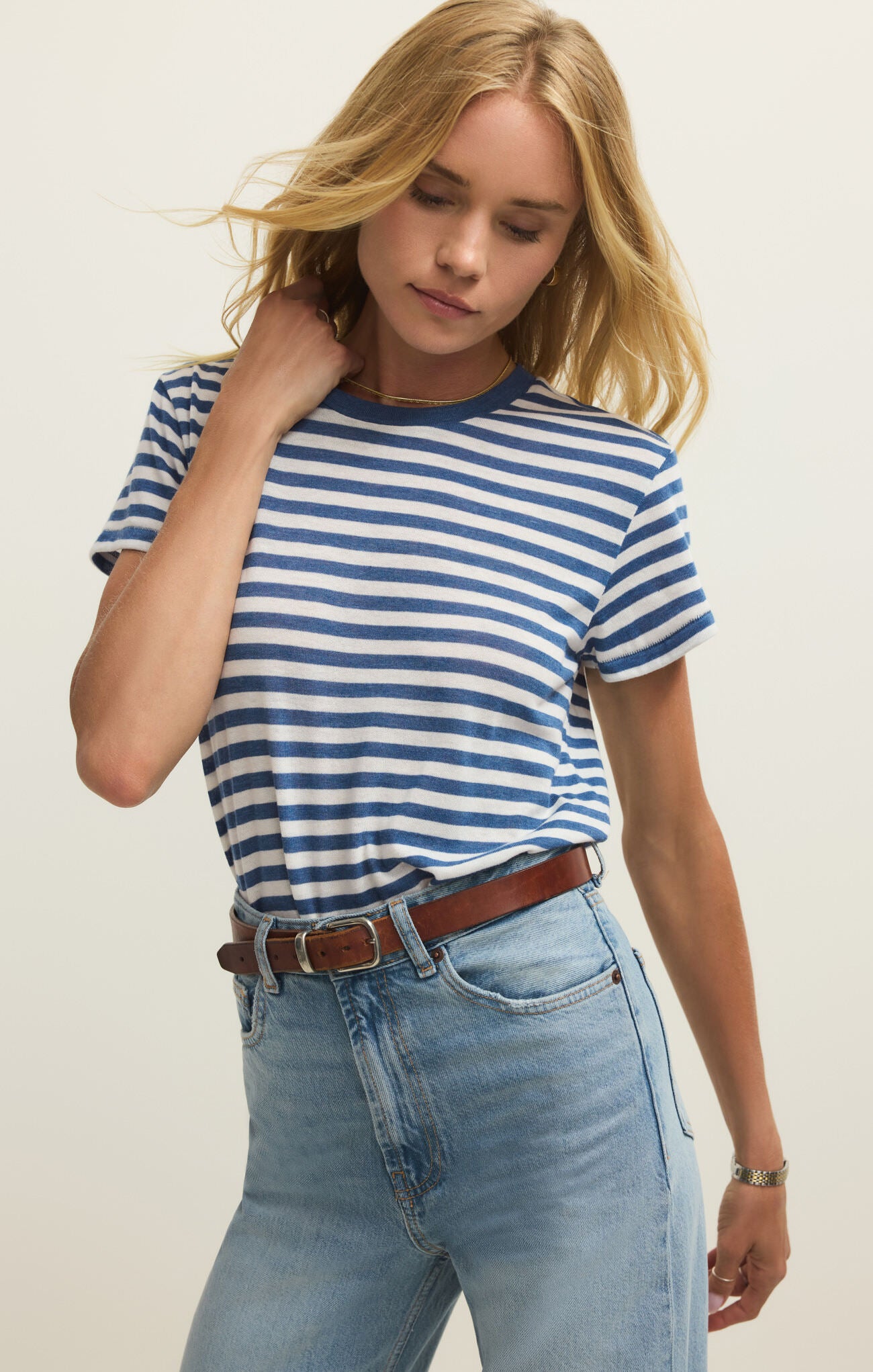 Tourist Striped Tee Calypso Blue Indigo