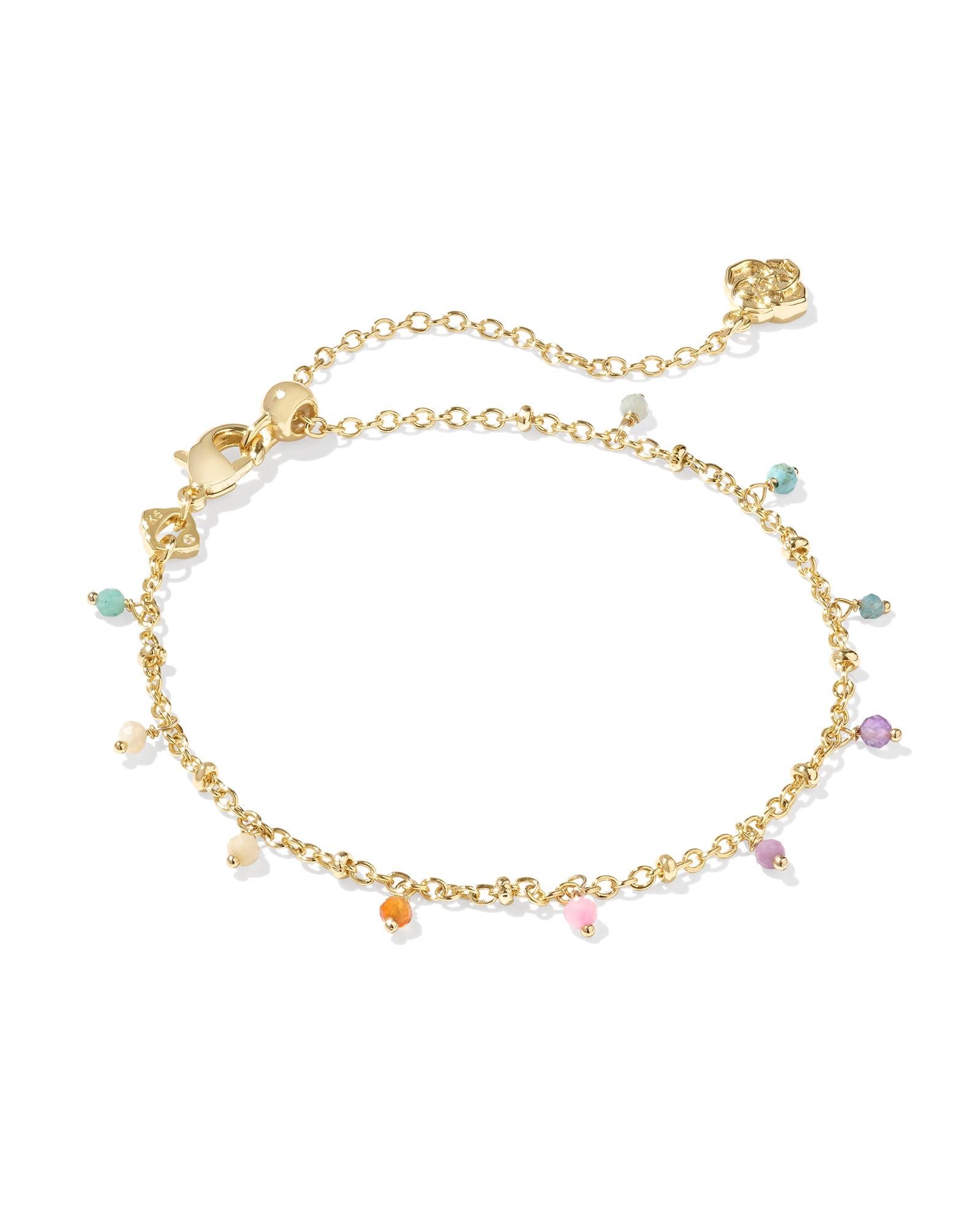 Camry Beaded Delicate Chain Bracelet Gold Pastel Mix