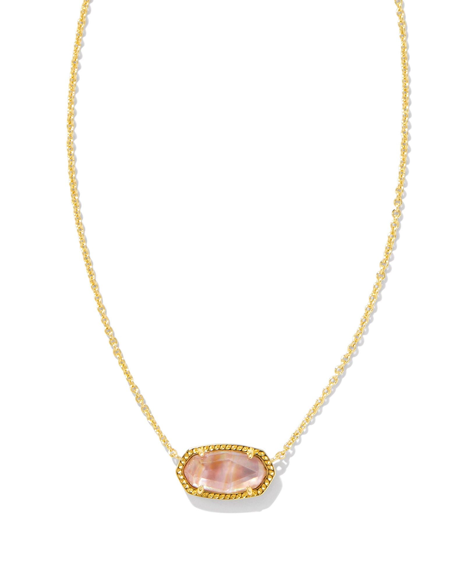 Elisa Necklace Gold Light Pink Iridescent Abalone
