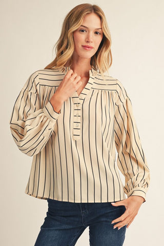 Long Sleeve Stripe Blouse