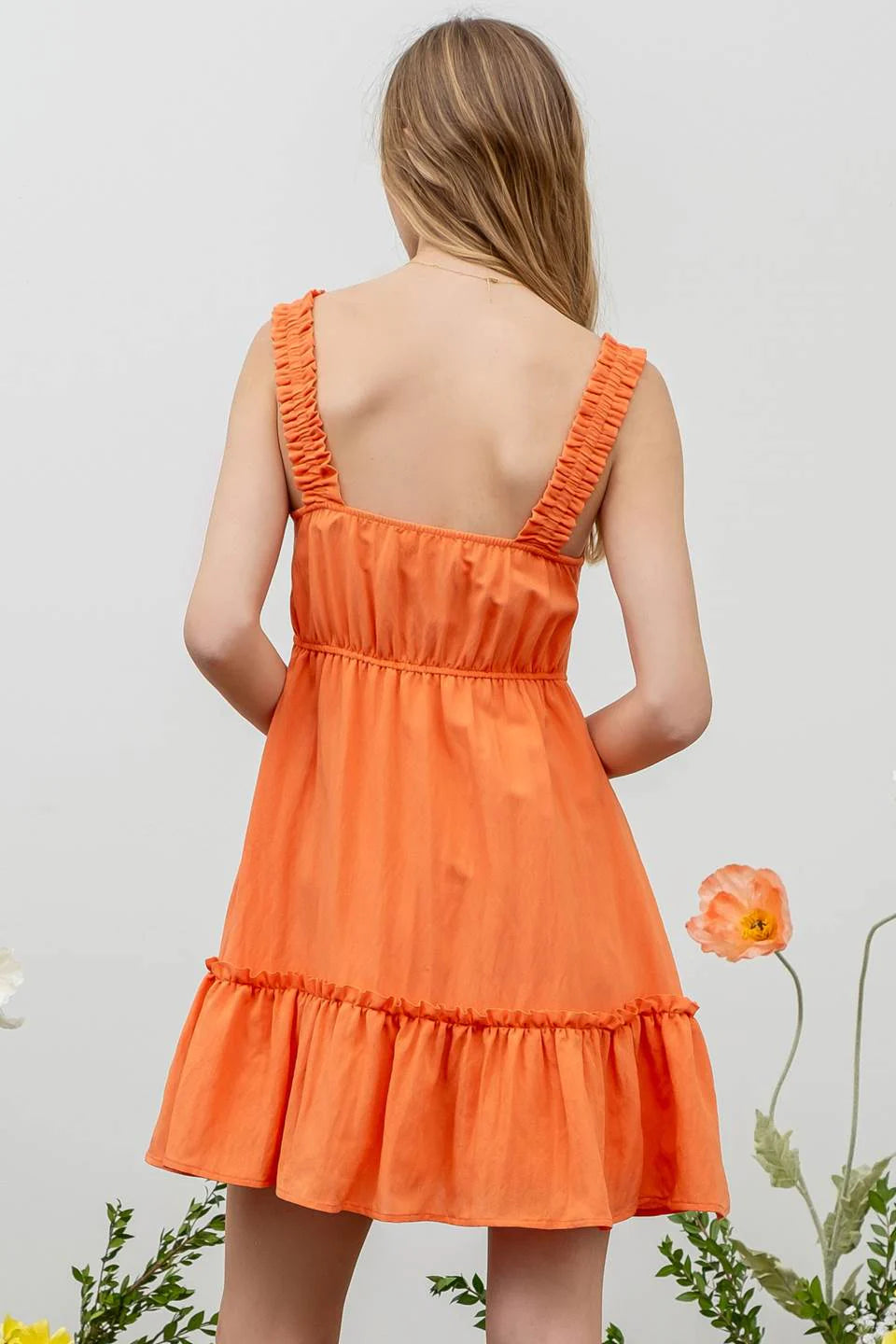Sale Ruffled Strap V-Neck Dress