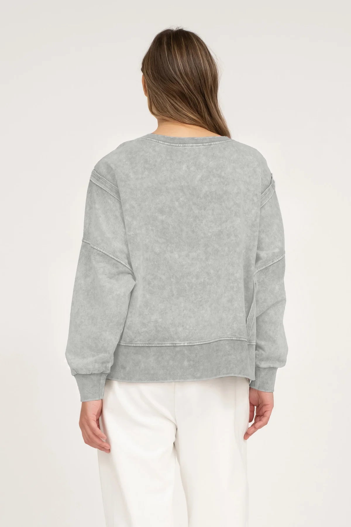 Washed Extended Shoulder Long Sleeve Top