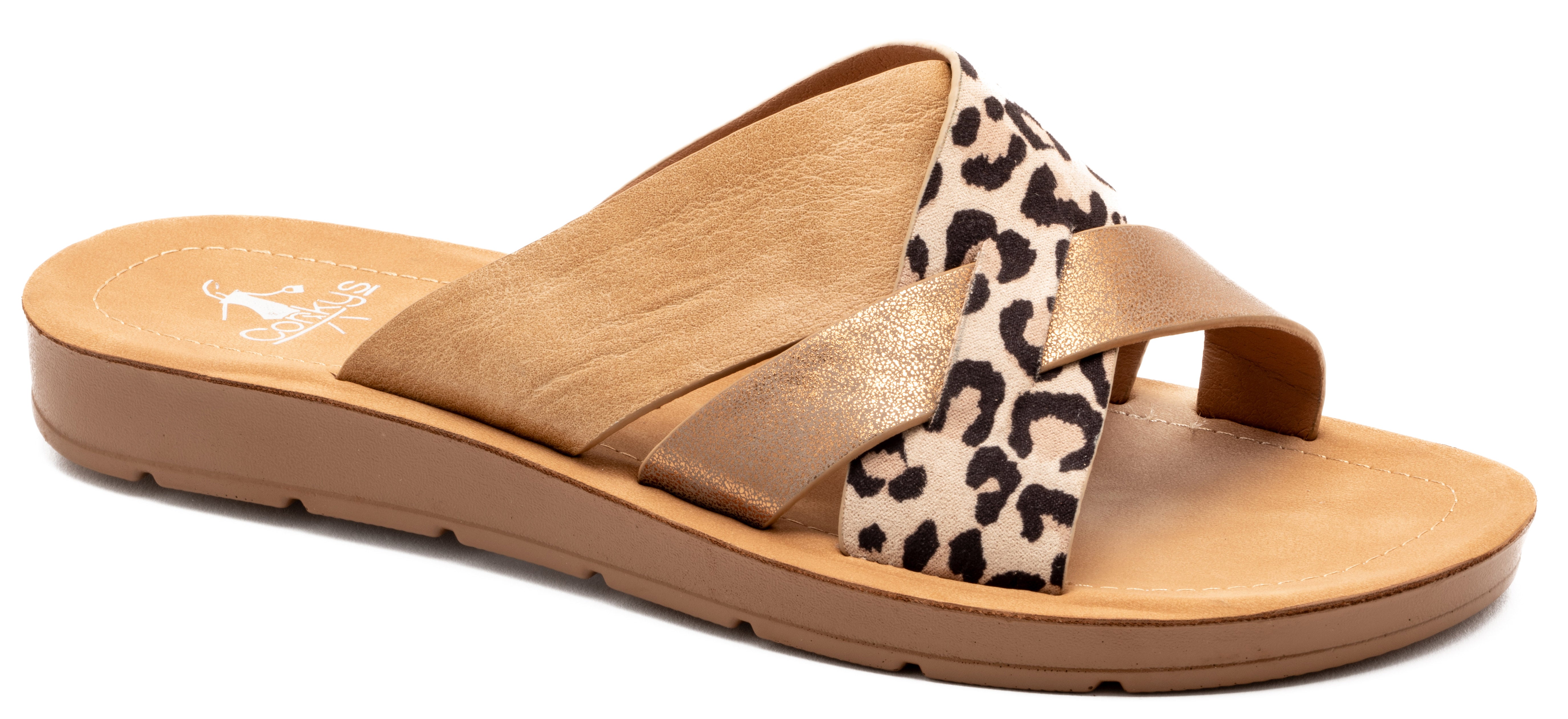 Charm Leopard/Gold Strap Sandal