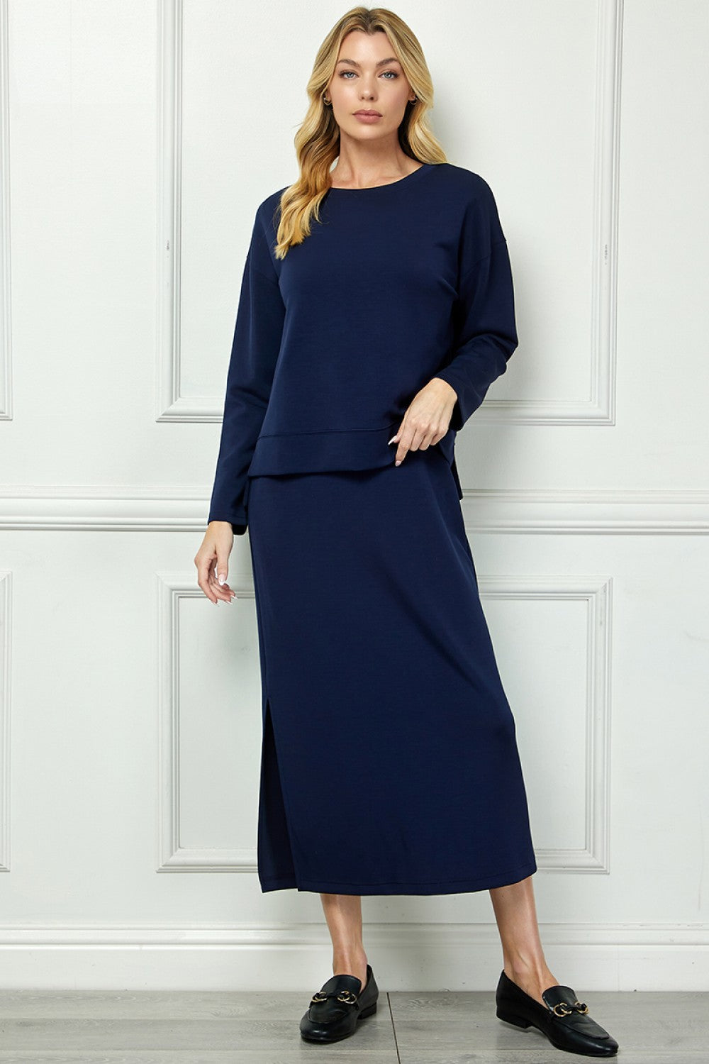 Very Soft 2 Piece Dress Set Navy