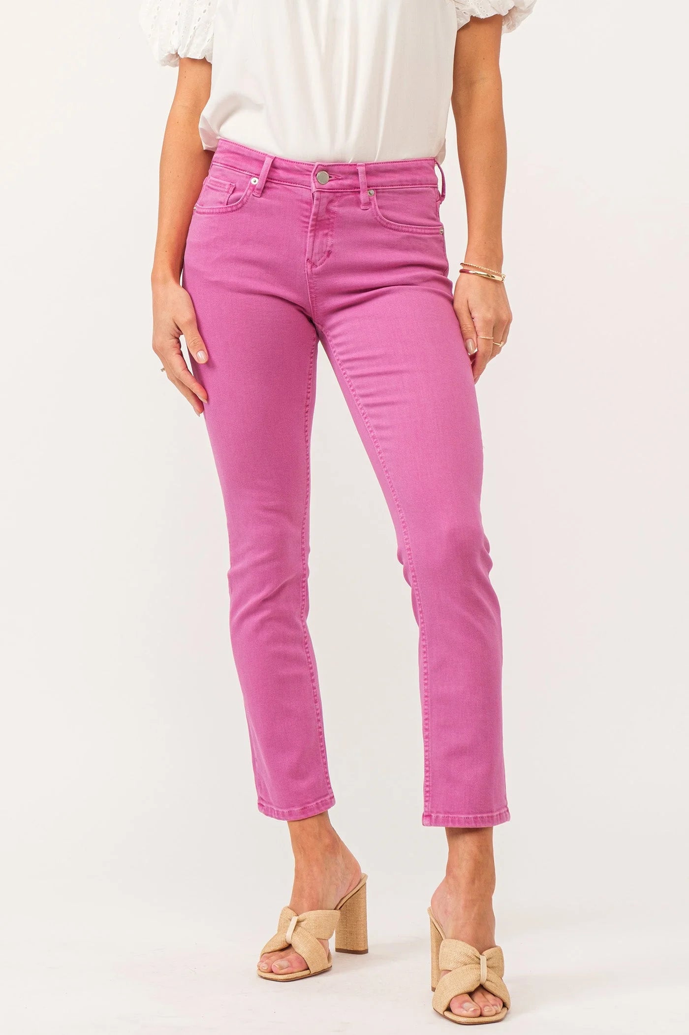 Blaire Cuffed Slim Straight Jeans Carnation Pink