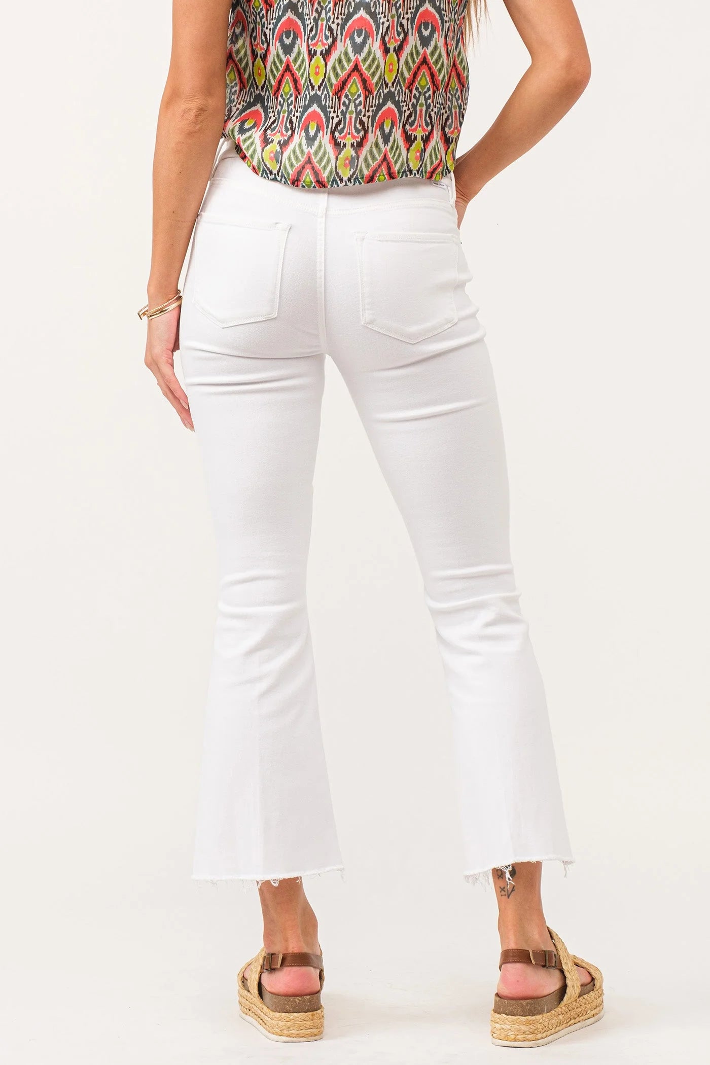 Jeanne High Rise Cropped Flare Jeans White