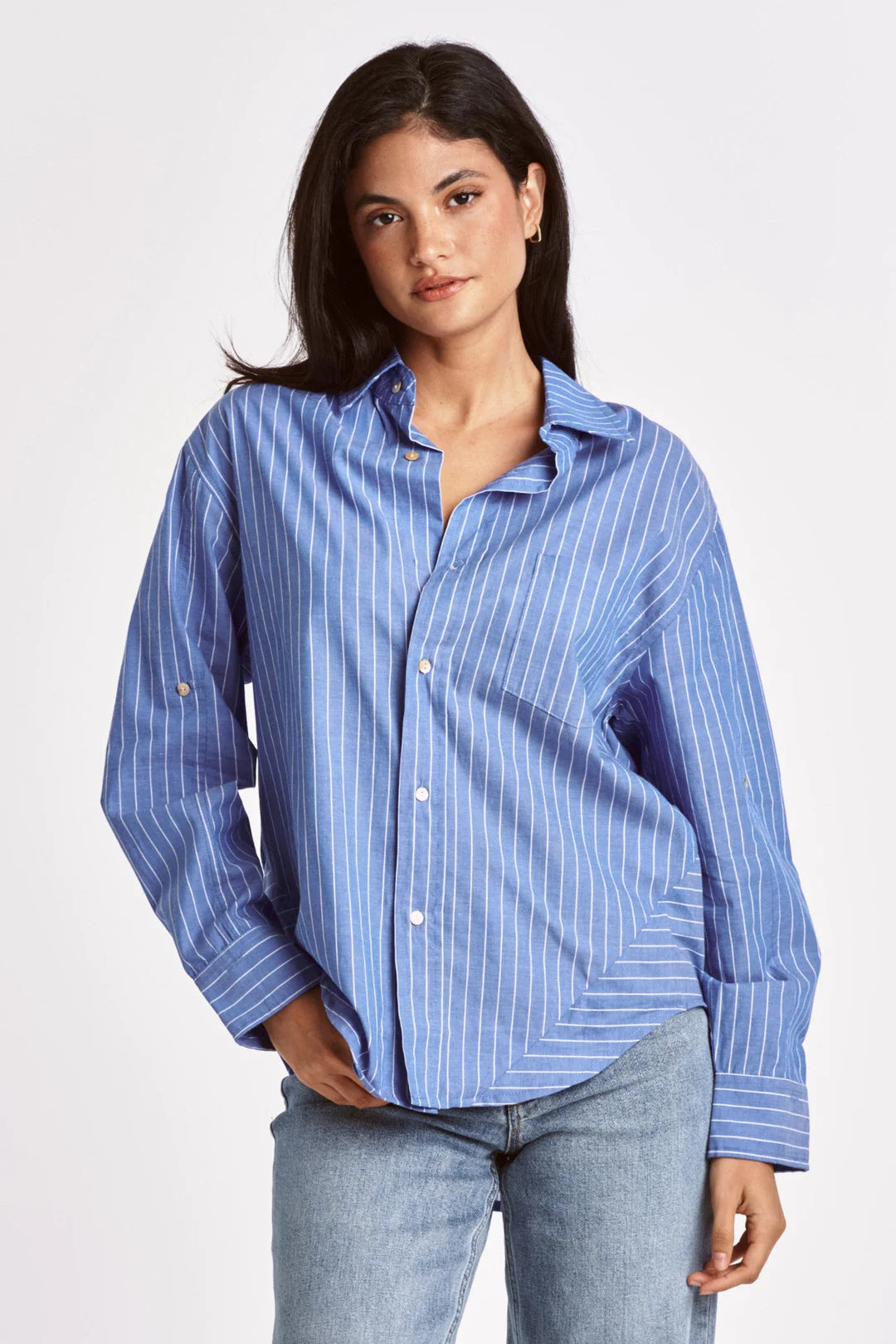 Sale Lola Oversized Button Down Shirt French Blue