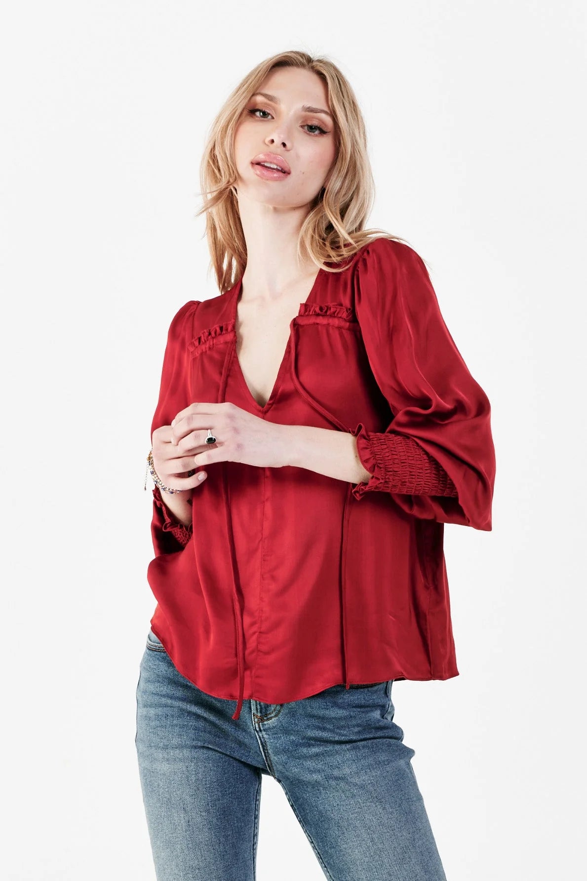 Sale Amelia Ruched Long Sleeve Top Barbados
