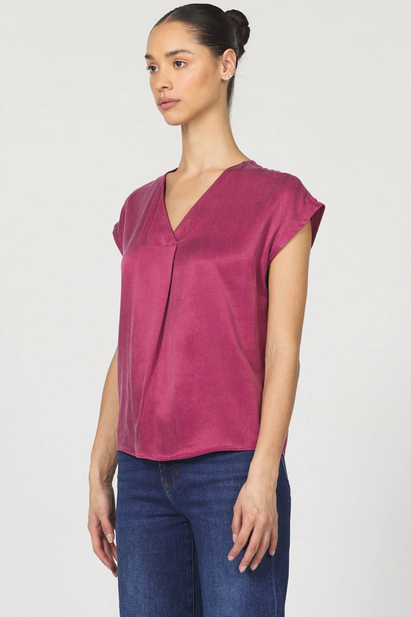 Kristen Short Sleeve Blouse Dahlia Mauve
