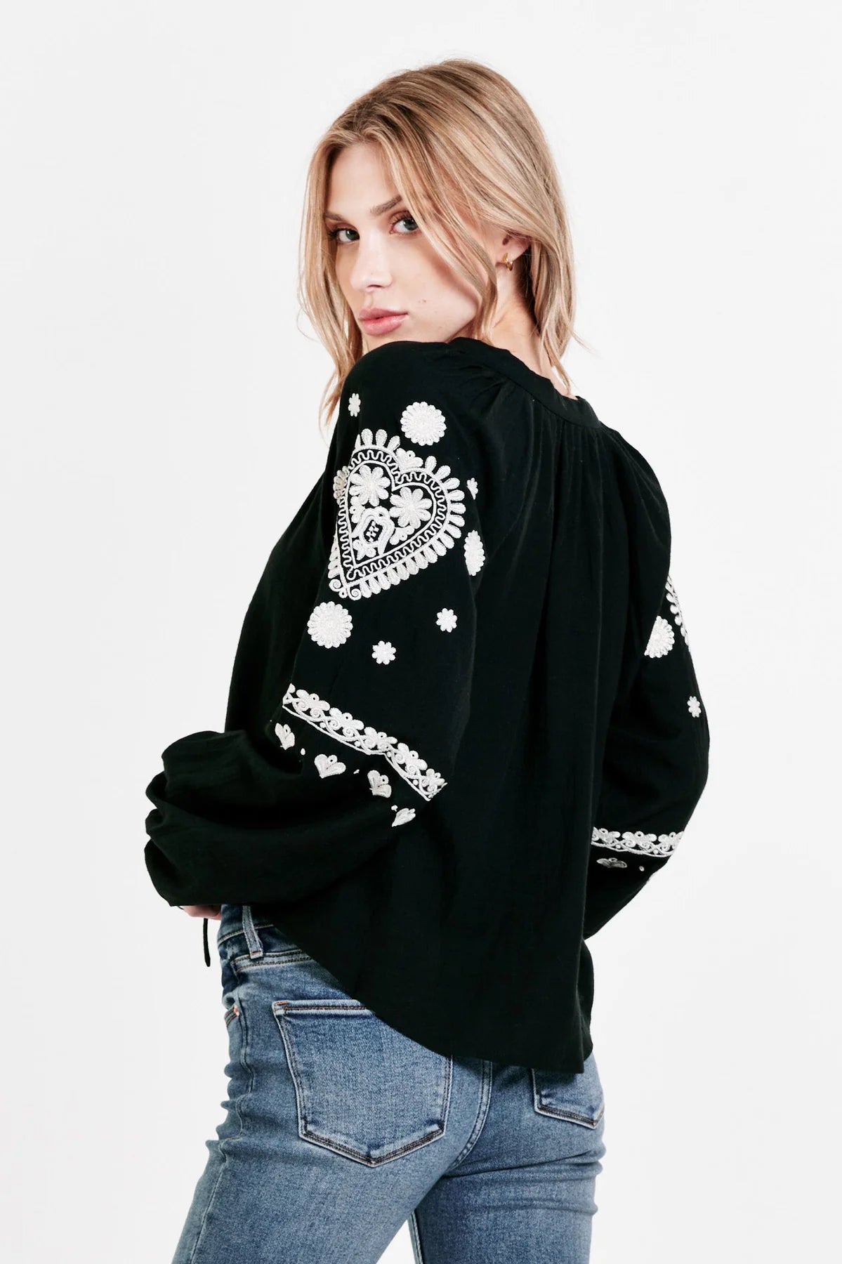 Sale Natalia Long Sleeve Embroidered Top