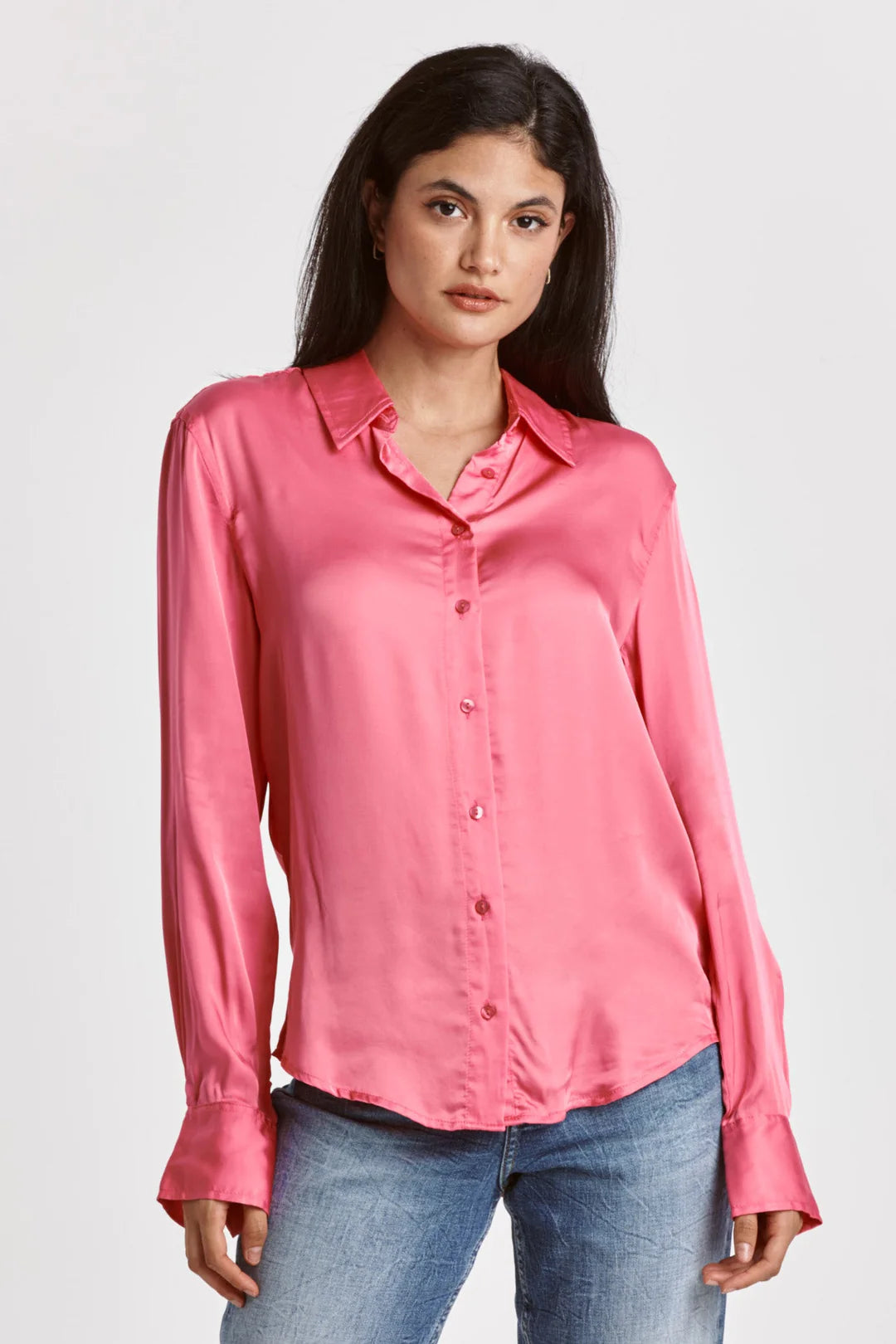 Gaia Button Down Shirt Pink Cyclamen