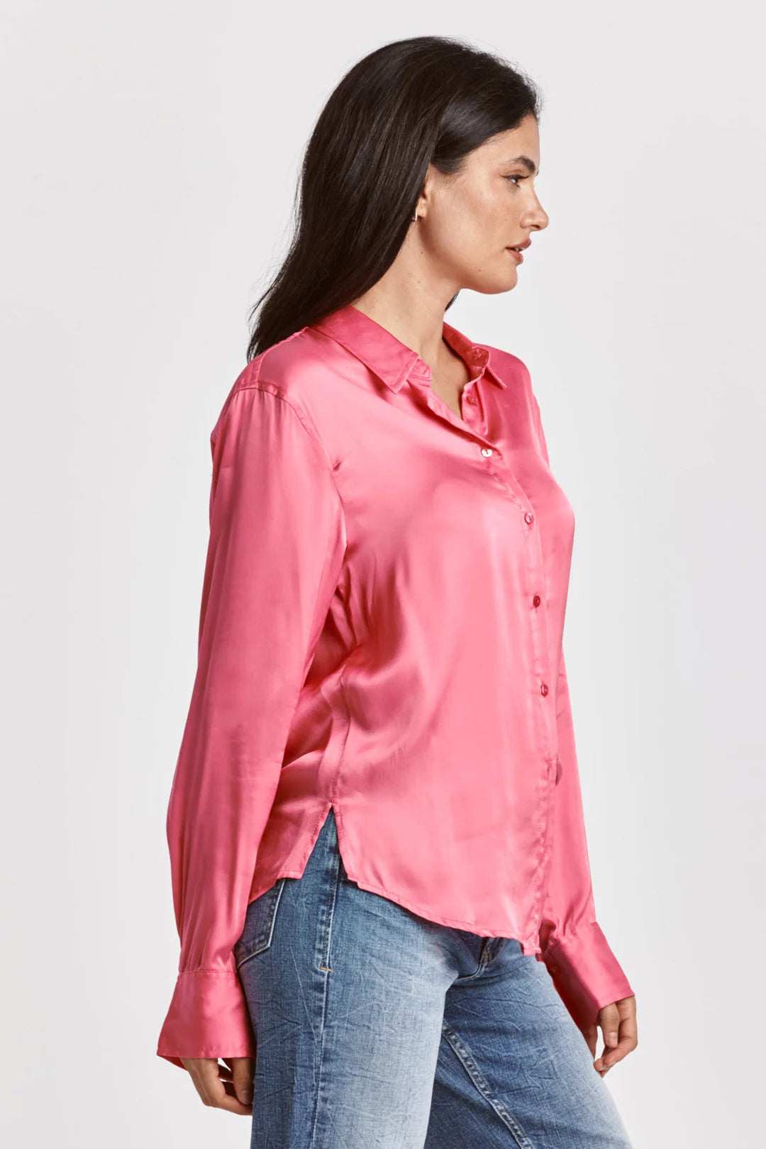 Gaia Button Down Shirt Pink Cyclamen