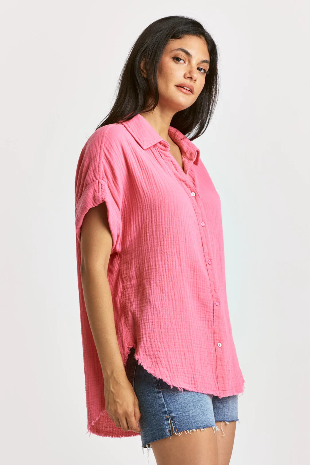 Lorelei Button Front Shirt Pink Cyclamen