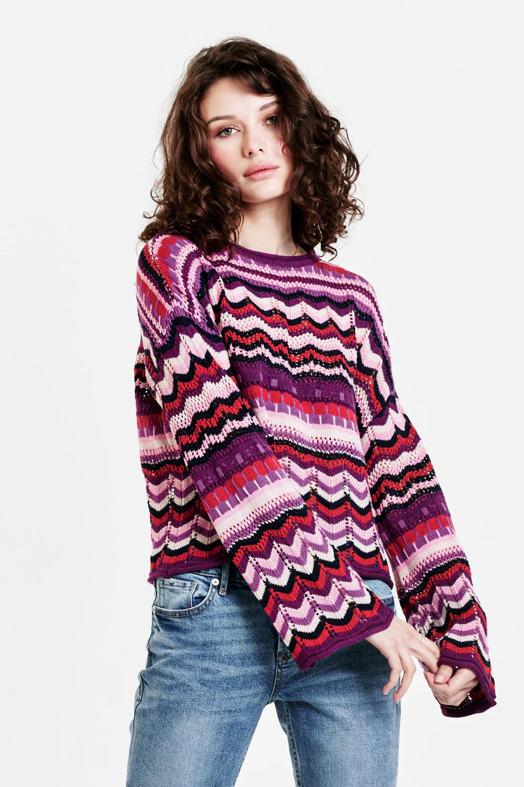 Sale Daisy Drop Shoulder Sweater Multicolor Stripe