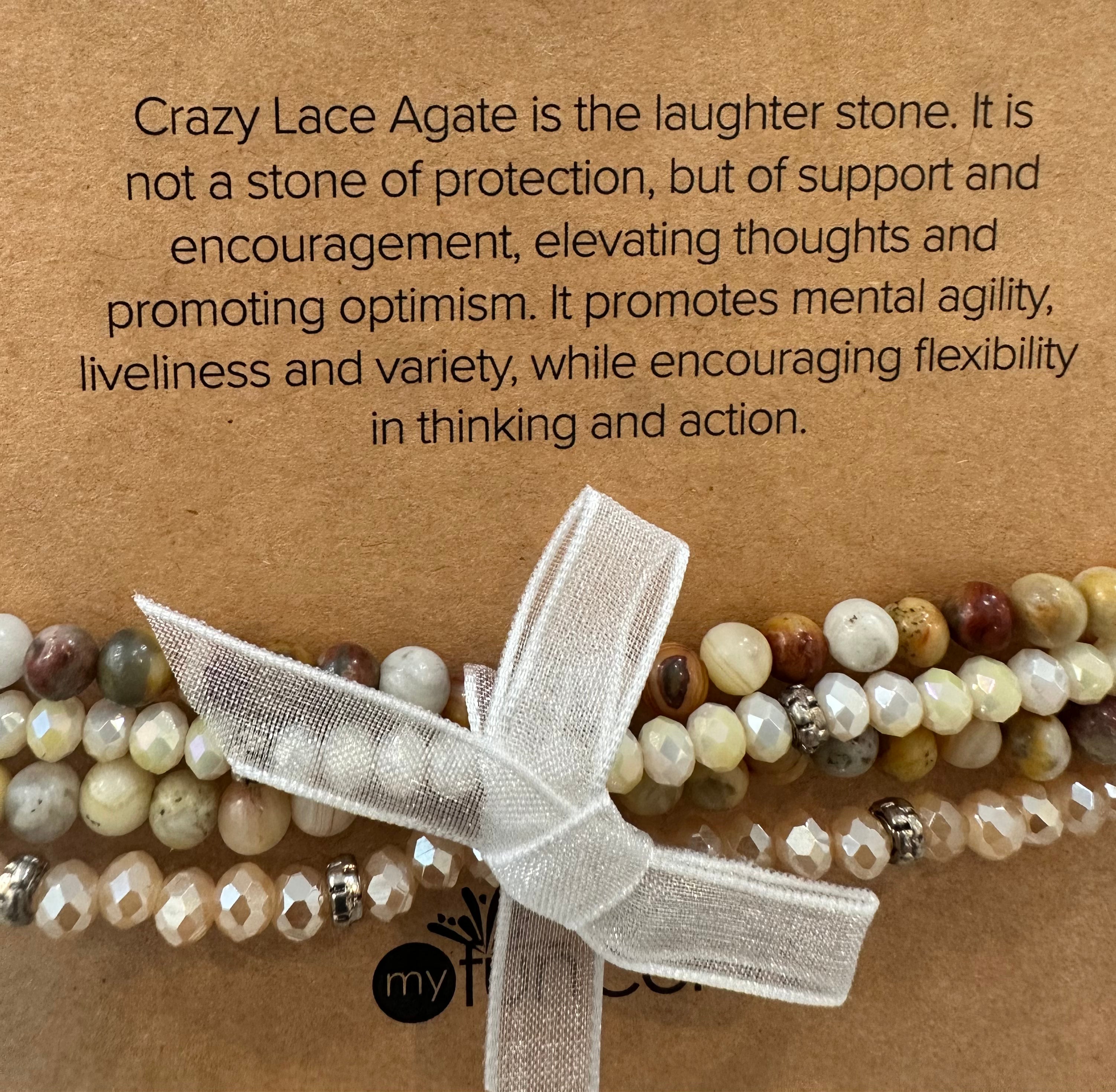Crazy Lace Agate Mini Gemstone & Crystal Bracelet Set