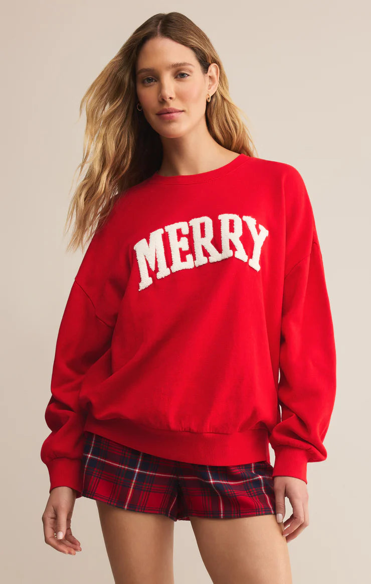 Very Merry Sunday Sweatshirt Festive Red