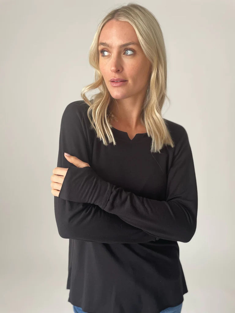 Payton Long Sleeve French Terry Top Black