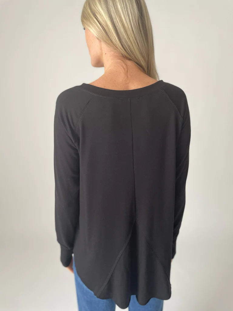 Payton Long Sleeve French Terry Top Black