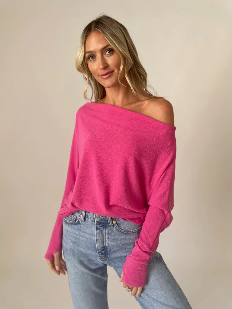 Anywhere Top Long Sleeve Punch Pink