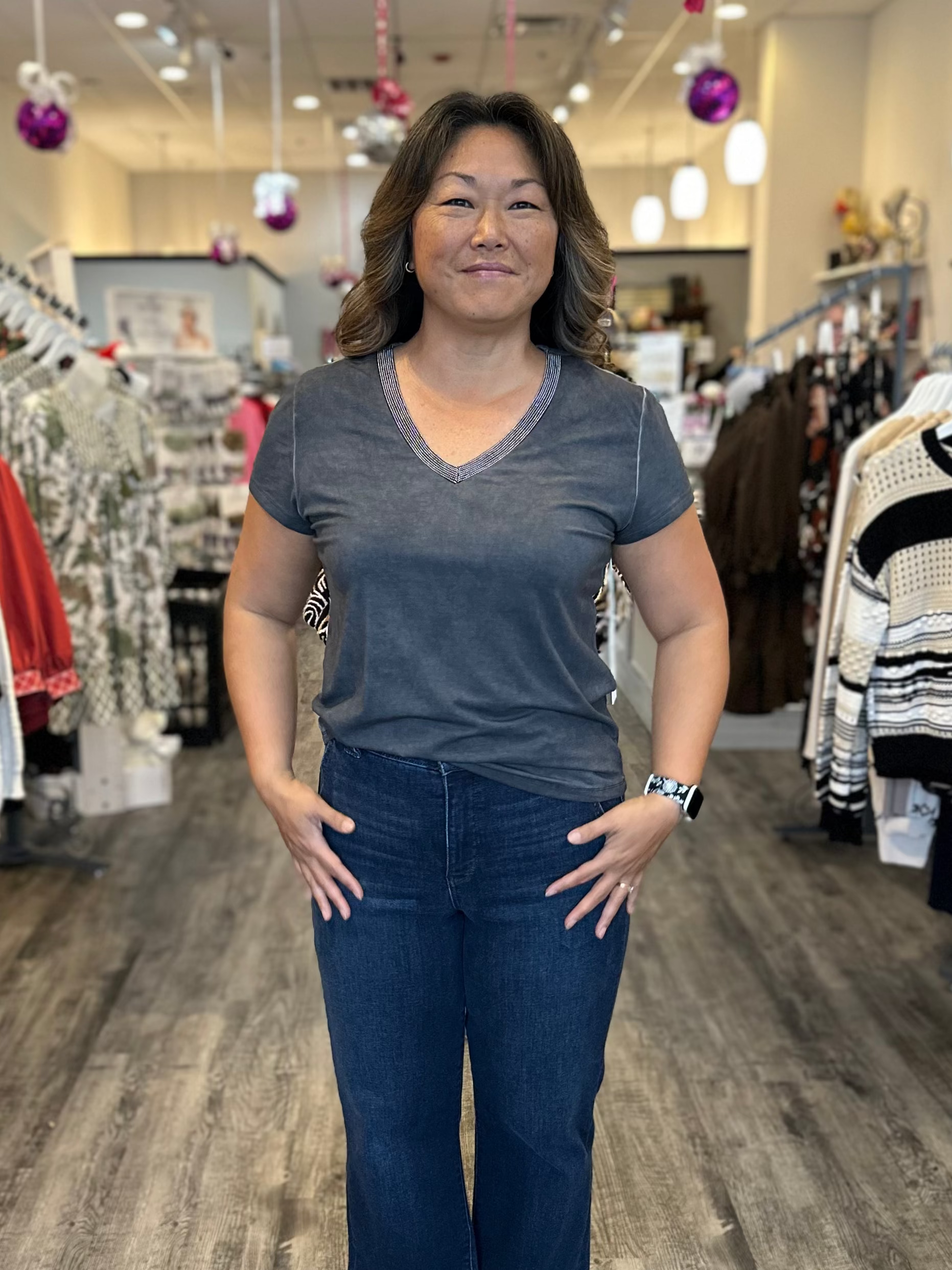 Ramon Short Sleeve Top w/Silver Detailing