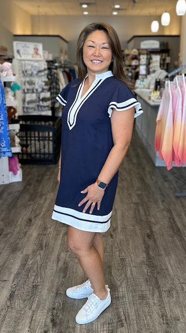 Flutter Sleeve V-Neck Dress