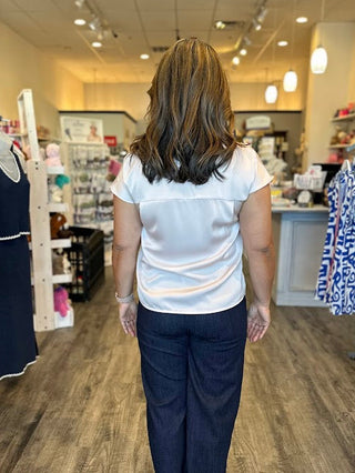 Satin short sleeve dolman top