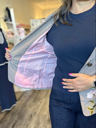 Plaid Embroidered Blazer