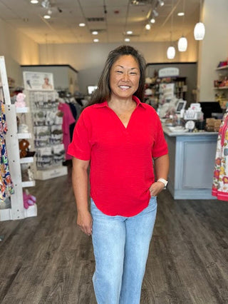 Short sleeve ruby blouse