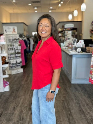 Short sleeve ruby blouse